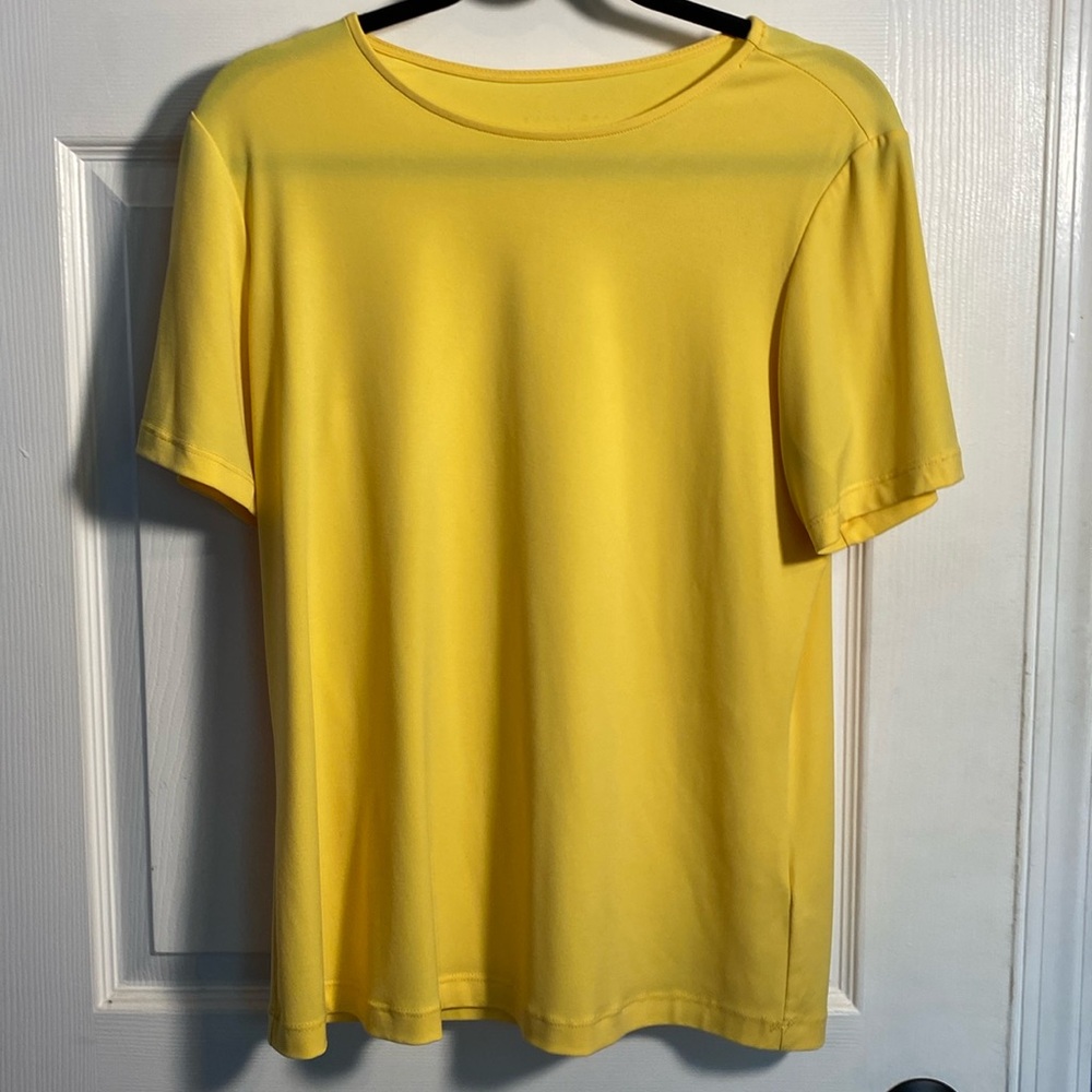 Susan Graver Yellow Short Sleeve Scoop Neck Tunic Top Women’s Medium